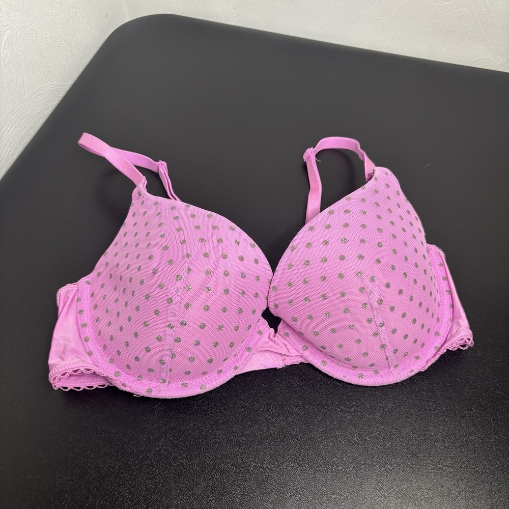 Victoria's Secret Sexy Tee Demi- Buste Bra‎ Pink Glitter Dots Size 34C